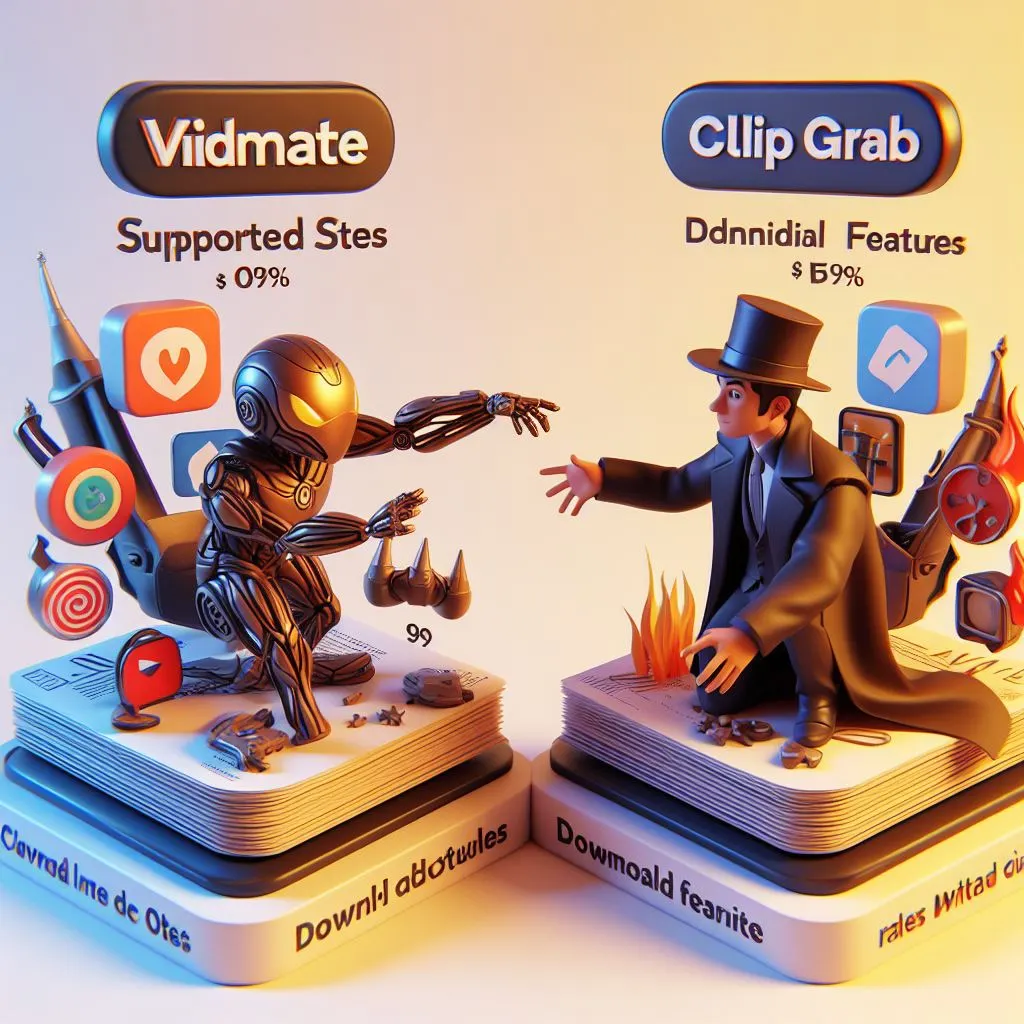 comparison image between vidmate and  Clipgrab